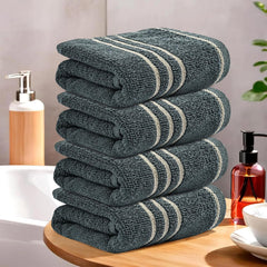 Kuber Industries Soft Cotton Face Towel 600 Gsm | Easily Washable Face Towels (Dark Grey) - Pack Of 4