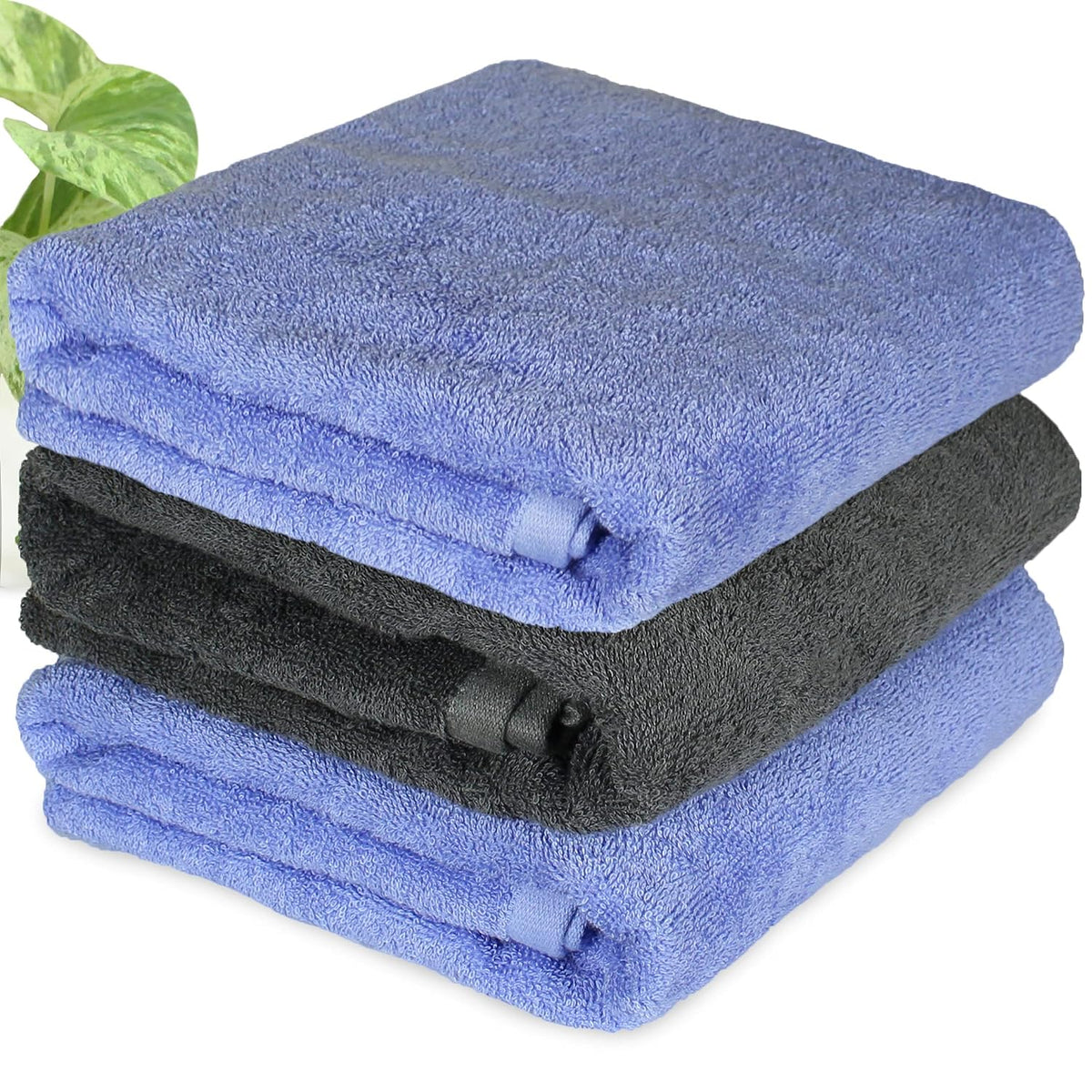 Heelium Bamboo Bath Towel | Lightweight & Quick Drying | Ultra Absorbent Towel 400 Gsm | Pack Of 3-2 Iris, 1 Grey
