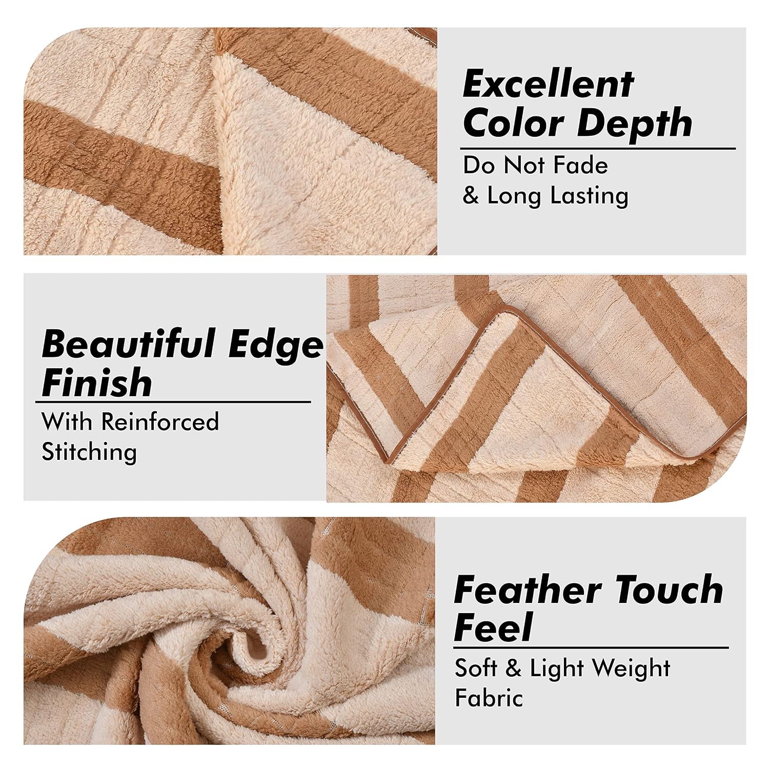 Urbanleaf Microfiber Large Bath Towel 350 Gsm | Quick Dry Super Absorbent Bath Towel For Men & Women (Brown - Stripe)