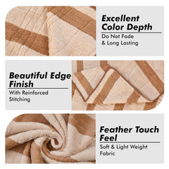 Urbanleaf Microfiber Large Bath Towel 350 Gsm | Quick Dry Super Absorbent Bath Towel For Men & Women (Brown - Stripe)