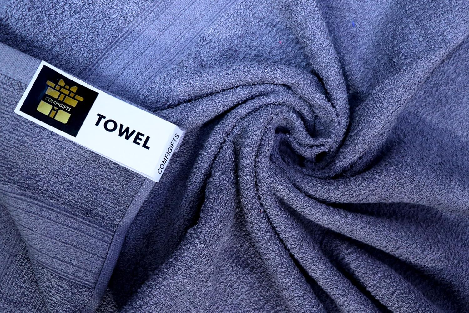 Comfigifts 100% Cotton 2 Bath & 2 Hand Towels 1400 Gsm | Soft, Absorbent, Lightweight Towels With Computerized Embroidery (Grey D1)