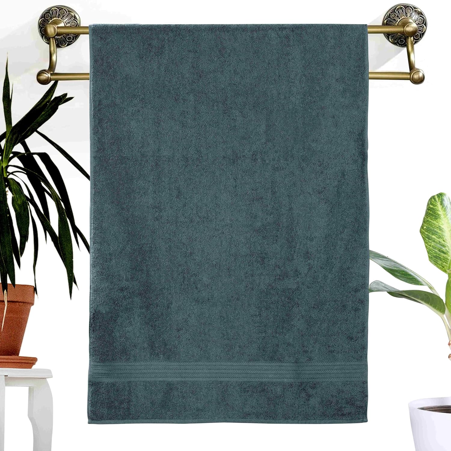Dreamscape 100% Cotton Bath Towel 1000 Gsm (Light Grey & Beige) -Set Of 2