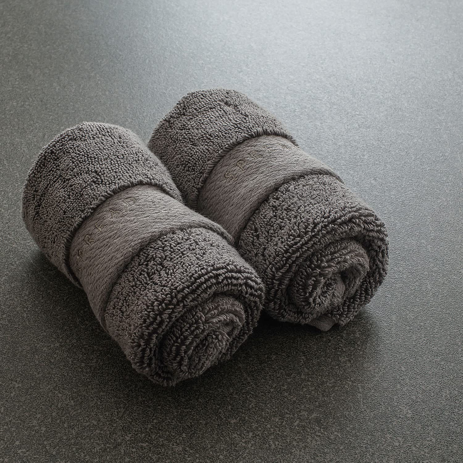 Spread Spain Resort Luxury Hotel & Spa Quality Luxurious Cotton Face Towel 720 Gsm Maximum Softness & Absorbency, Ultra-Durable - Carbon (2 Piece)