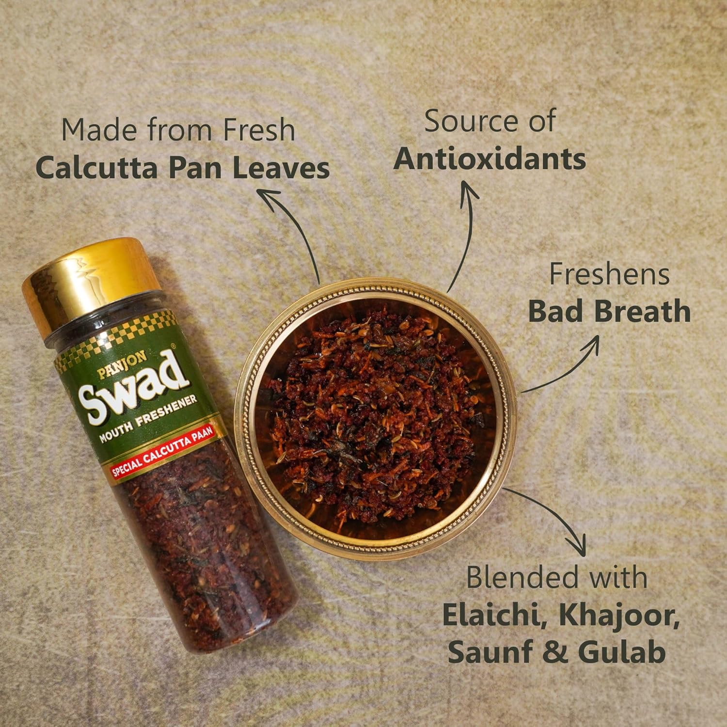 Panjon Swad Calcutta Paan 100gm, Bottles | Meetha Paan Mukhwas
