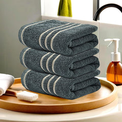 Kuber Industries Soft Cotton Face Towels 300 Gsm | For Men & Women | Easily Washable Pocket Towels & Workout Gym - Dark Grey (Pack Of 3)