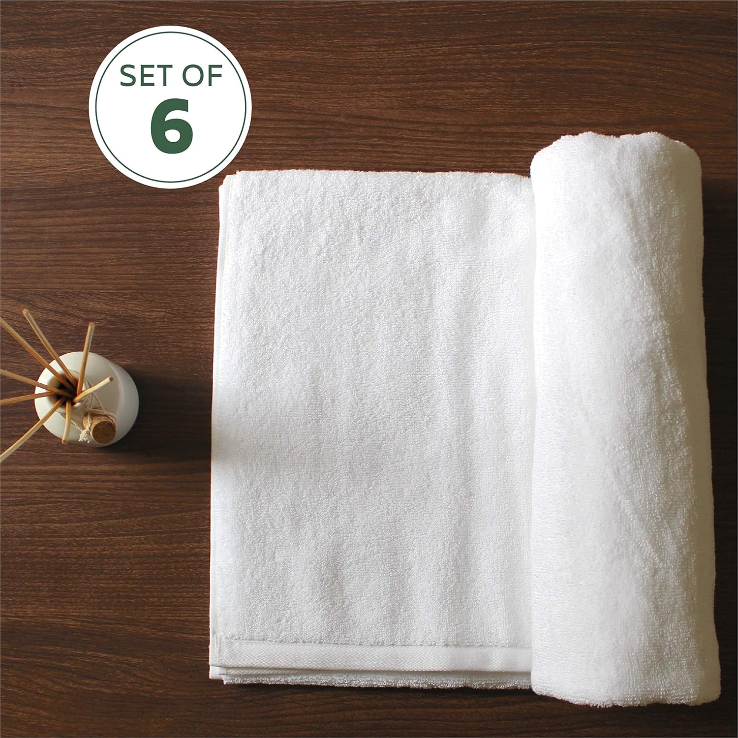 Heelium Bamboo Bath Towel Soft Super Absorbent 600 Gsm - Pack Of 6 (White)