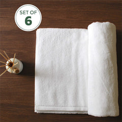 Heelium Bamboo Bath Towel Soft Super Absorbent 600 Gsm - Pack Of 6 (White)
