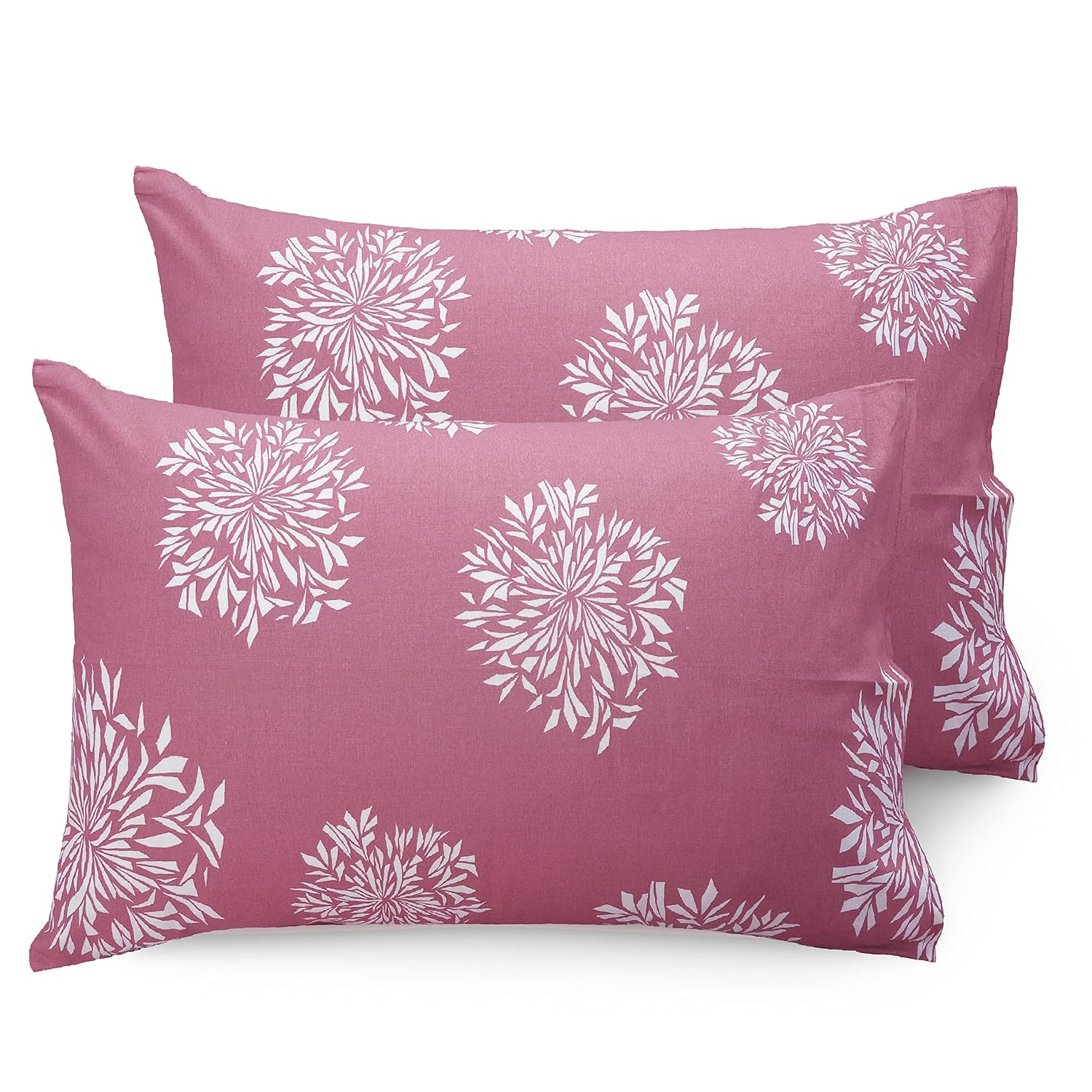 1 Single Bedsheet With 1 Pillow Cover | Durable & Long Lasting Fabric, Easy Hand & Machine Wash | Size - 55 X 88 Inches, White & Mauve