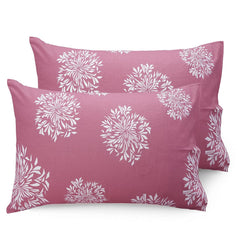 1 Single Bedsheet With 1 Pillow Cover | Durable & Long Lasting Fabric, Easy Hand & Machine Wash | Size - 55 X 88 Inches, White & Mauve