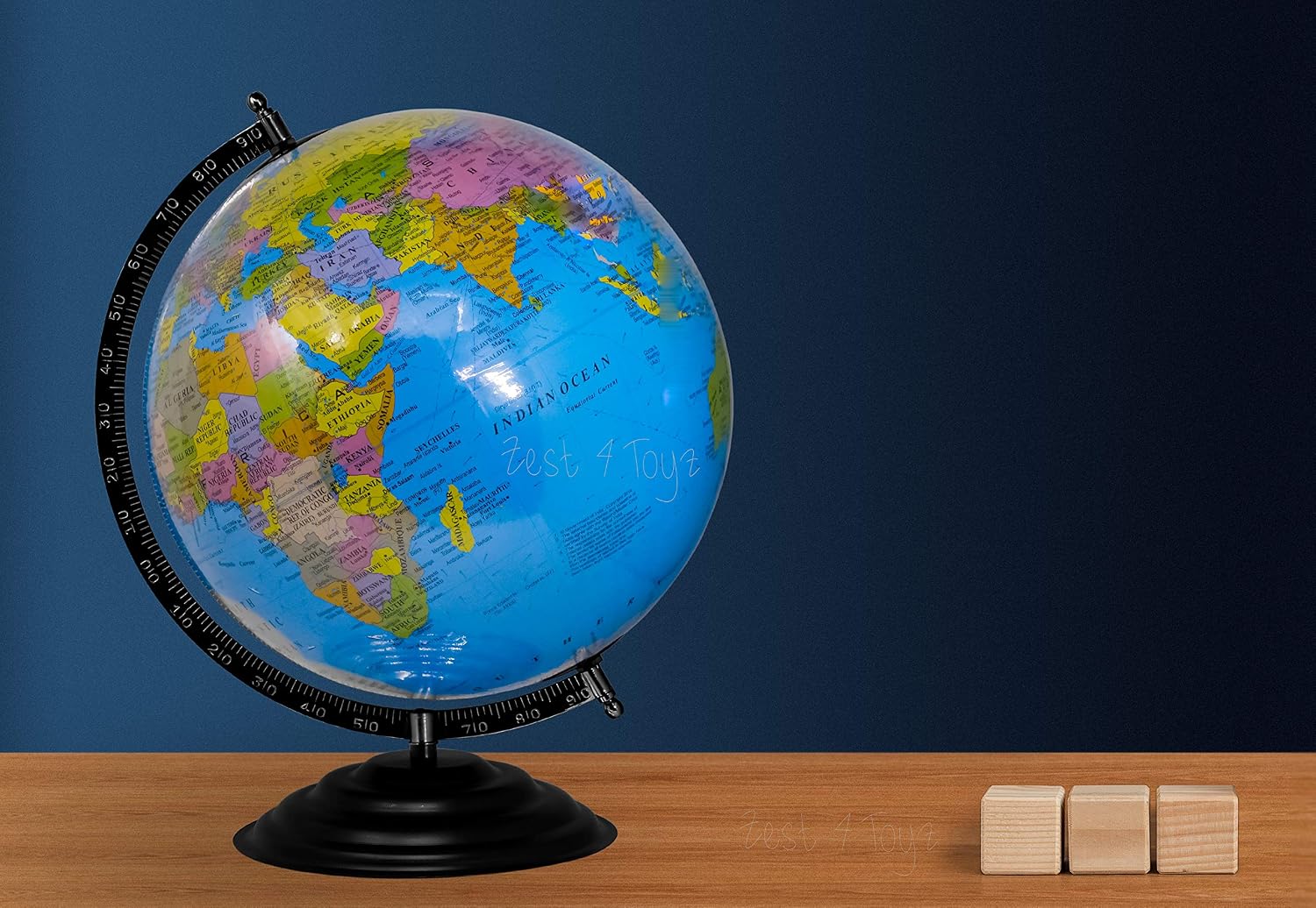 Globe For Kids, Stem Steam Educational World Globe Metal Base With Magnifying Glass For Kids & Students, Political Globe - 12 Inch (Blue) Pack Of 1