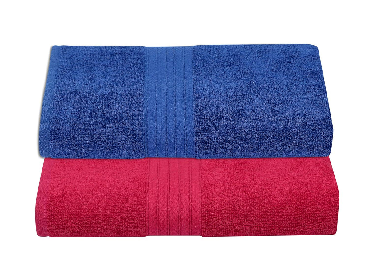 RD Trend 100% Cotton Bath Towels 1000 Gsm | Soft & Absorbent Bath Towel For Men, Women Urban Comfort (Royal Blue & Dark Pink) - 2 Pcs