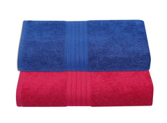 RD Trend 100% Cotton Bath Towels 1000 Gsm | Soft & Absorbent Bath Towel For Men, Women Urban Comfort (Royal Blue & Dark Pink) - 2 Pcs