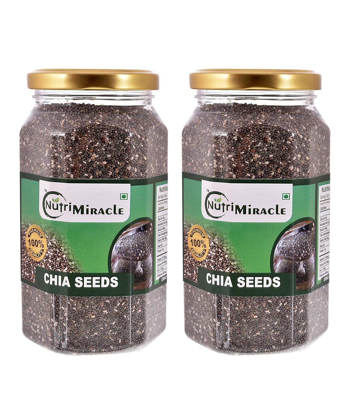 Nutri Miracle Chia Seeds Super Food Immunity Booster, Help In Weight Loss | 350gm 0.7lbs Each Pack Of 2