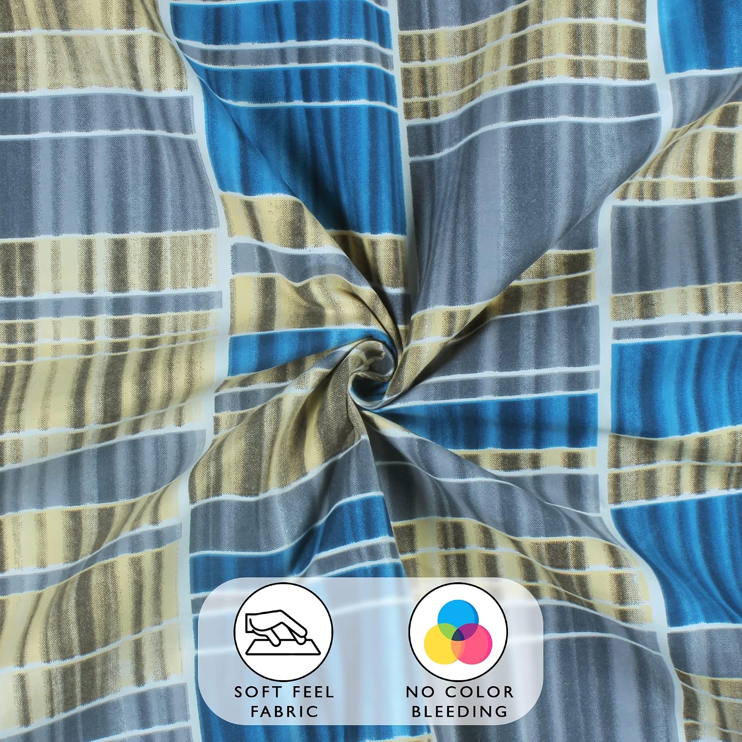1 Piece Microfiber Bedsheet For Double Bed With 2 Pillow Covers - 88 X 98 Inches, Blue & Grey | Cotton Bedsheet, Breathable & Wrinkle Free