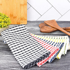 Sami Studios Kitchen Cotton Towels 500 Gsm | Highly & Absorbent For Kitchen Cleaning & Quick Drying Elegant Waffle Checks X-Large Towel (Set Of 12) -Multicolor