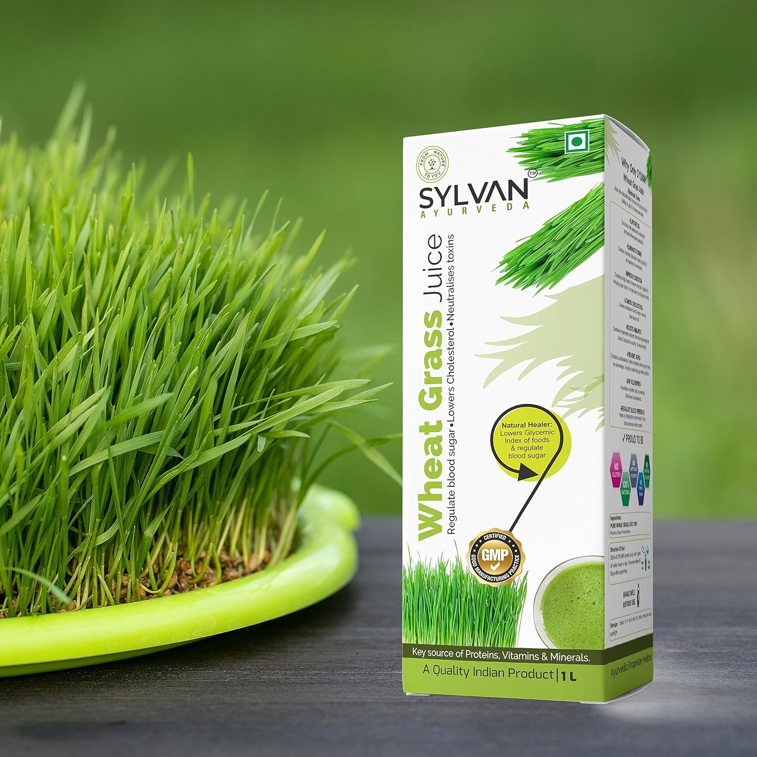 Sylvan Wheatgrass Juice And Aloe Vera Juice, Enriched With Fibre And Enzymes | 1 Litre 2.2lbs Each Pack Of 2