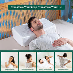 Memory Foam Pillow, Orthopedic Pillow For Sleeping, For Pain Relief, White, King Size - 24 L X 12 W X 5 H Inch | Rectangle Shape, Adjustable Pillow, Lap Pillow, Travel & Portable Pillow