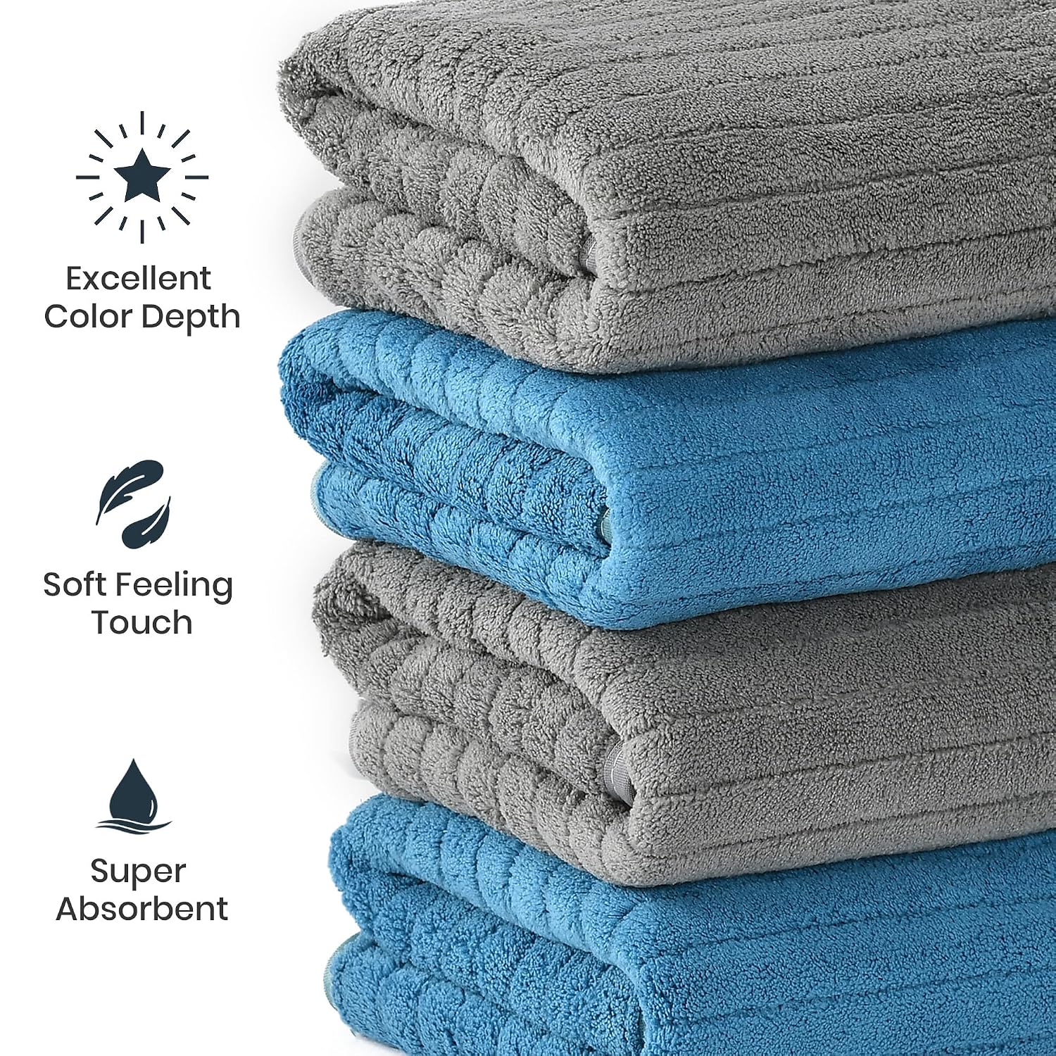 Urbanleaf Stripe Microfiber Hand Towels 340 Gsm | Gym & Workout Towels, Pack Of 4 (Multicolor 2)