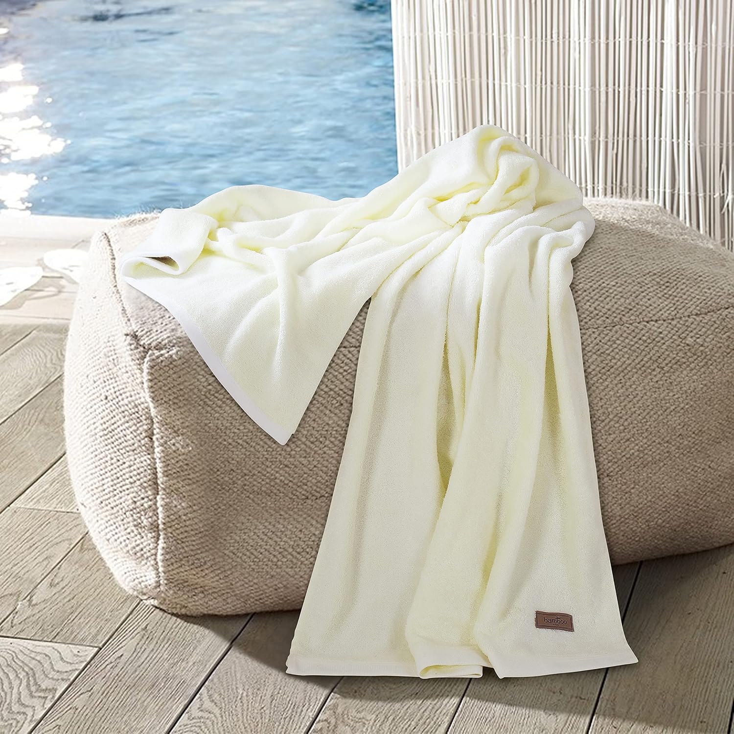 Spread Spain Bamboo Towel Bath, Hand & Face Towel 1950 Gsm | High Absorbent Super Soft | Hotel Spa Decorative Bathroom Towels | Cream (Set Of 6)