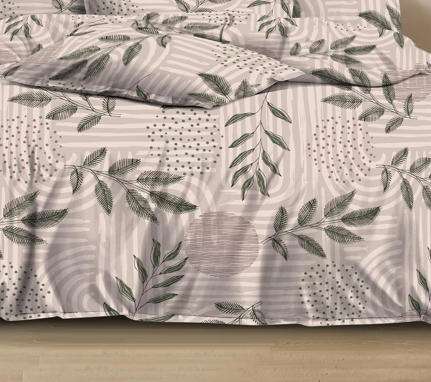 Flat Single Bedsheet With 1 Pillow Cover & Single Comforter - 60 X 90 Inches, Beige | Soft & Durable For Everyday Use - All Season Comfort