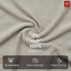 Fash Home International 100% Cotton Bath Towel 2 Kg | Highly Absorbent Super Luxury Large Couple Bath Towel Set (Grey, Beige, Teal & Red) - Pack Of 4