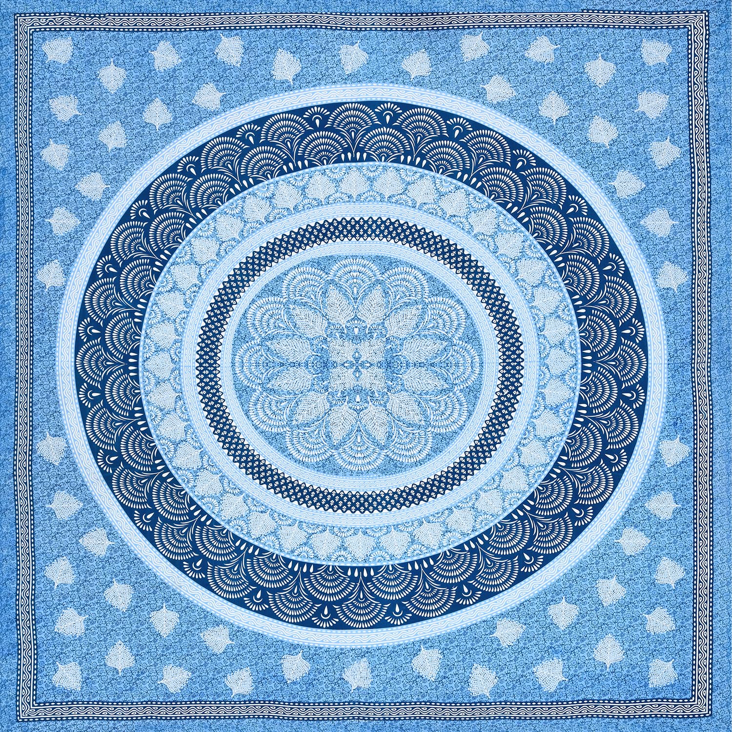 Flower Jaipuri Print 100% Cotton Double Bedsheet For Queen Size With 2 Pillow Covers - 82 X 92 Inches, Blue | Better Use Soft Detergent For Long Durability