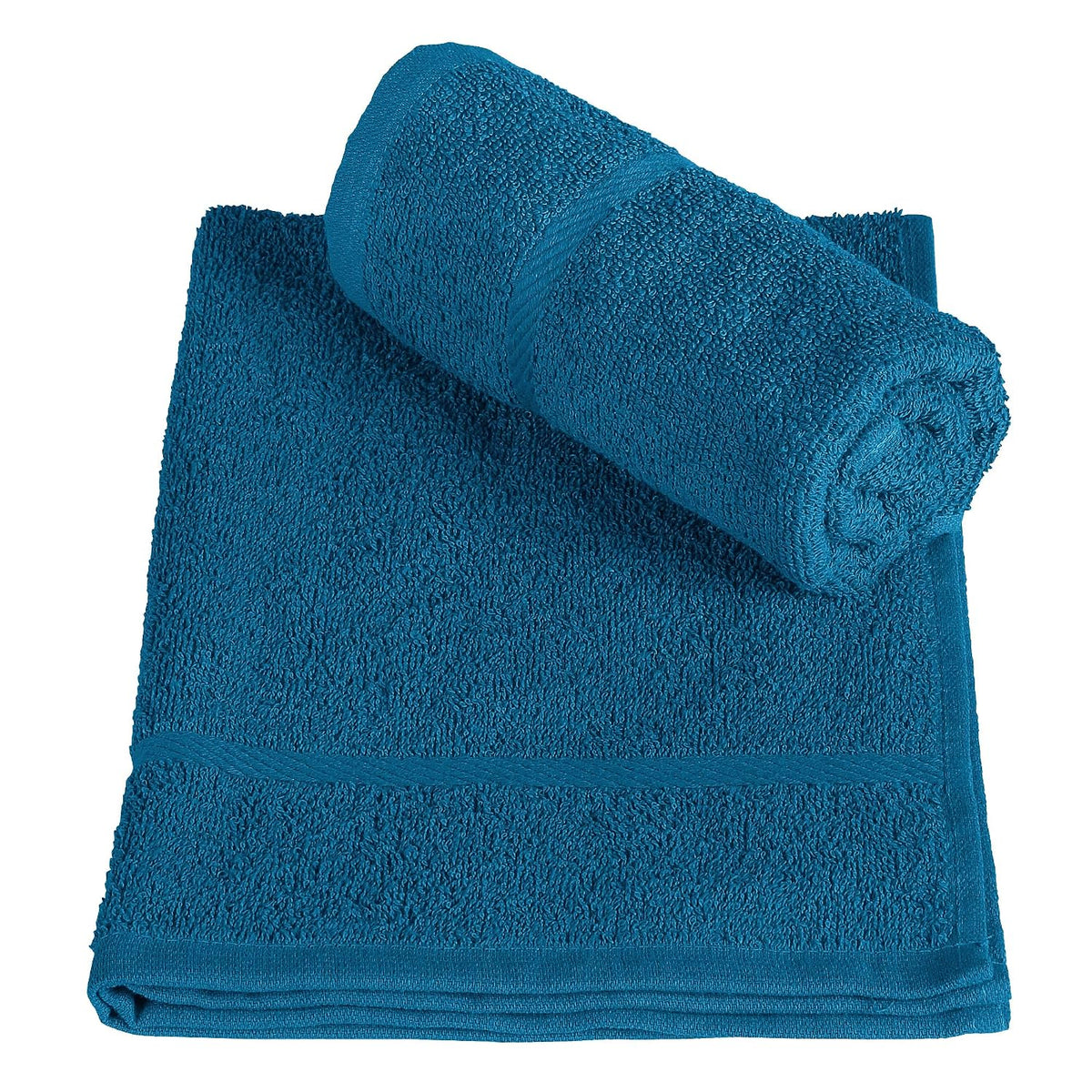 Bedspun Cotton Hand Towel 340 Gsm | Hand Towel For Men & Women - Blue (Pack Of 2)