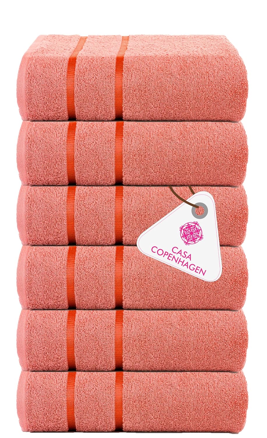 Casa Copenhagen Egyptian Cotton Ecstatic Hand Towel 740 Gsm (Malibue Peach)- 6 Pcs