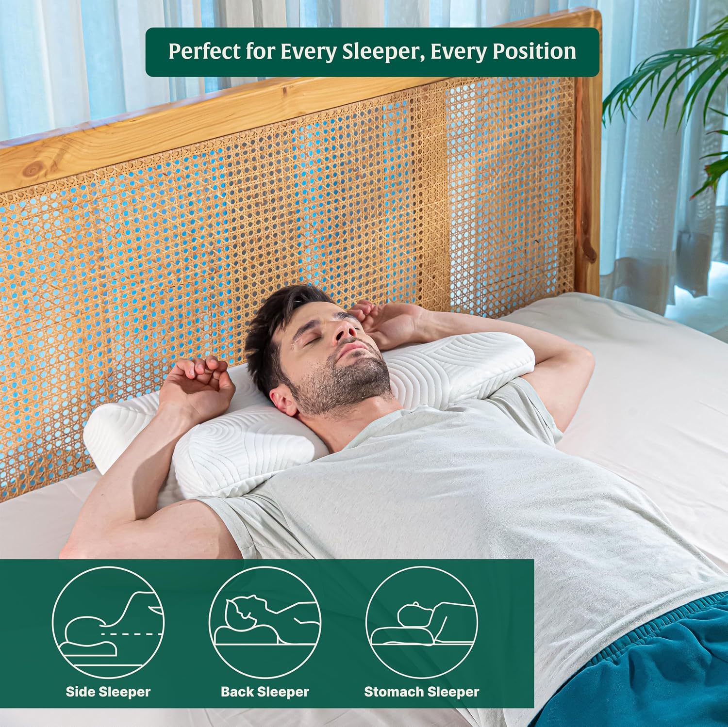 Butterfly Cervical Pillow For Neck & Shoulder Pain Relief, Orthopedic Pillow For Sleeping | Butterfly Pillow Memory Foam Pillow For Back & Side Sleeper | Dual Height, Washable Cover