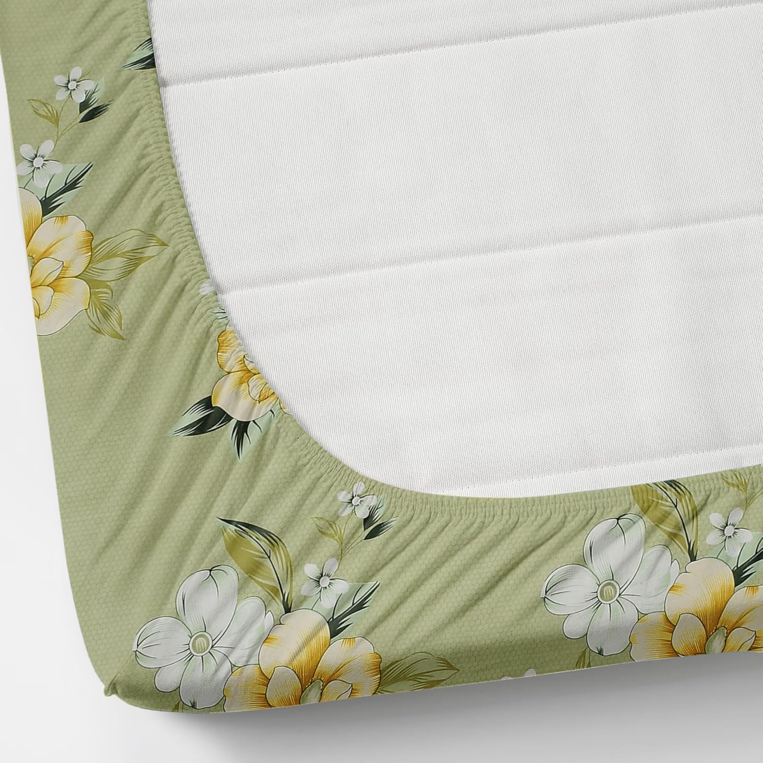 Cotton King Size Double Bedsheet For With 2 Pillow Covers - 72 X 78 X 8 Inches, Light Green | 300 Thread Count Breathable & Durable - Luxurious & Comfortable Bedsheet