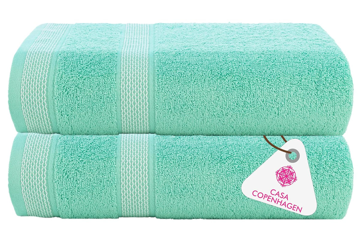 Casa Copenhagen Egyptian Cotton Zero Twist Hand Towel 400 Gsm (Aque Blue) -2 Pcs