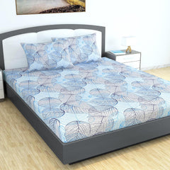 King Size Double Bedsheet With 2 Pillow Covers - 108 X 108 Inches, Light Blue | Soft & Durable For Everyday Use - All Season Comfort