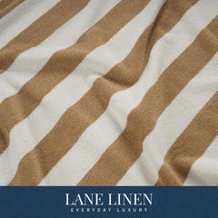 Lane Linen 100% Cotton Large Bath Towels 1000 Gsm | Cabana Stripe Bathroom Towels | Highly Absorbent, Soft & Quick Dry Towels - Beige (Pack Of 2)