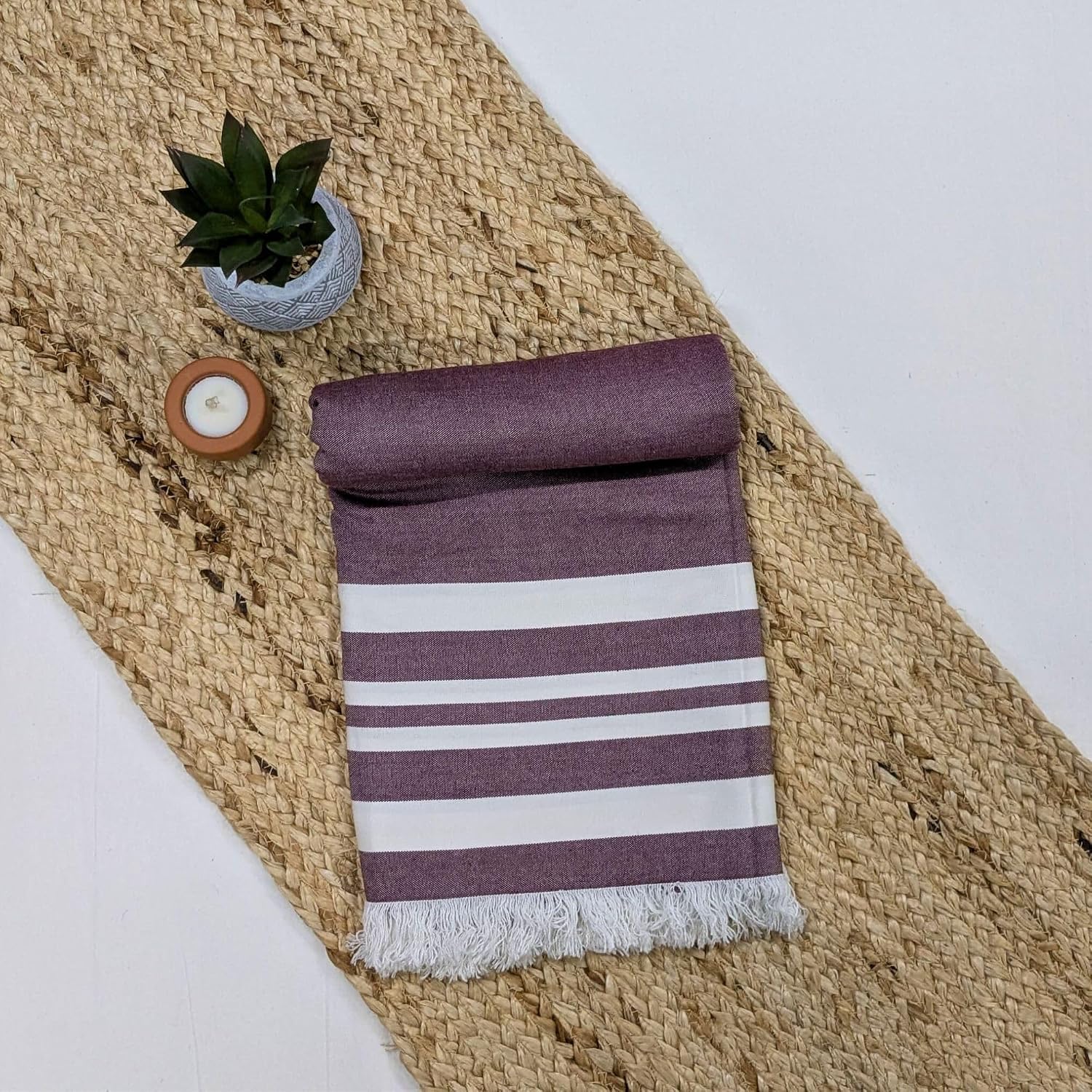 Madake Bamboo Ultra Soft & Thin Turkish Towel 454 Gsm | Quick Dry, Super Absorbent | Extra Large Bath Towel For Men & Women (Red Wood)