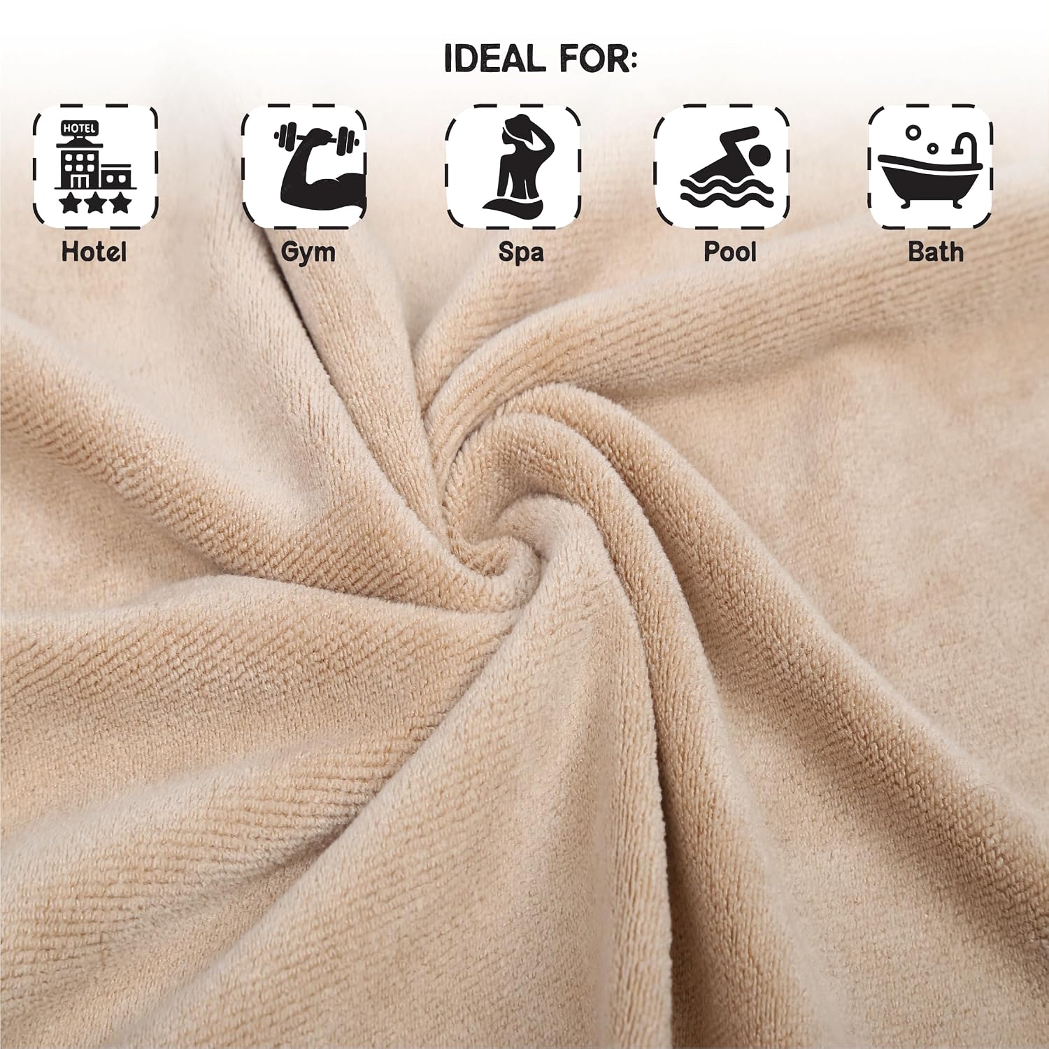 Housse Premium Microfiber Bath Towel 550 Gsm | Extra Large Quick Dry Towels For Women & Men | Super Soft Plush | Ultra Absorbent For Home Swimming Sports & Travel (Sandrift)
