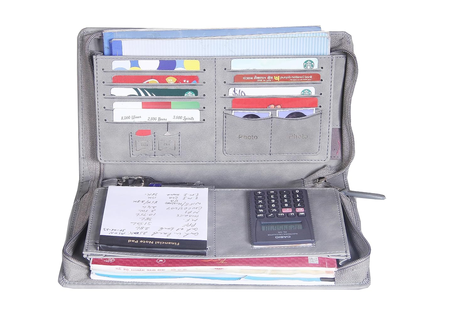 Sukeshcraft Multiple Cheque Book Holder | 8 Digit Display Calculator Financial Note Pad | Classic, Pull Grey Calculator