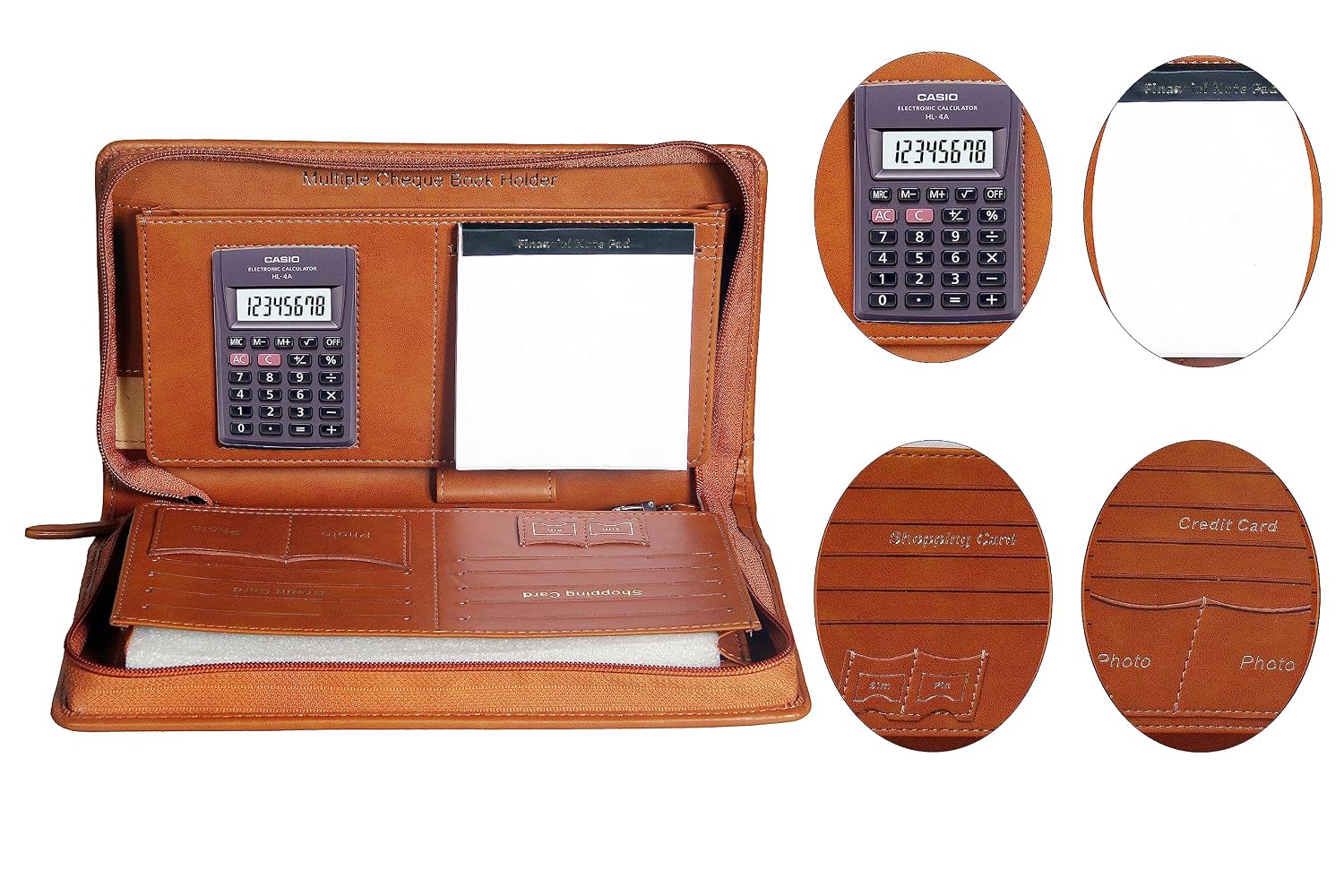 Sukeshcraft Multiple Cheque Book Holder | 8 Digit Display Calculator Financial Note Pad | 2 Pair Of Pocket For Efficient Use
