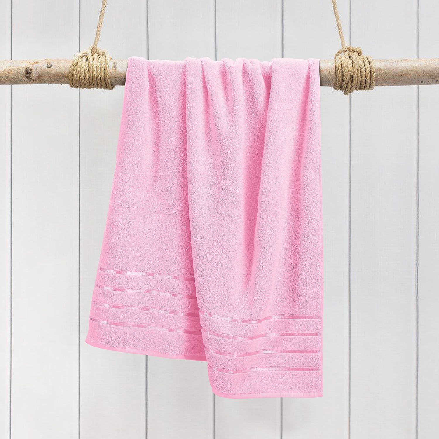 Spread Spain Roman 100% Cotton Bath Towel 600gsm | Super Absorption Quick Dry Large & Small Towel Set - Pink (Set Of 4)