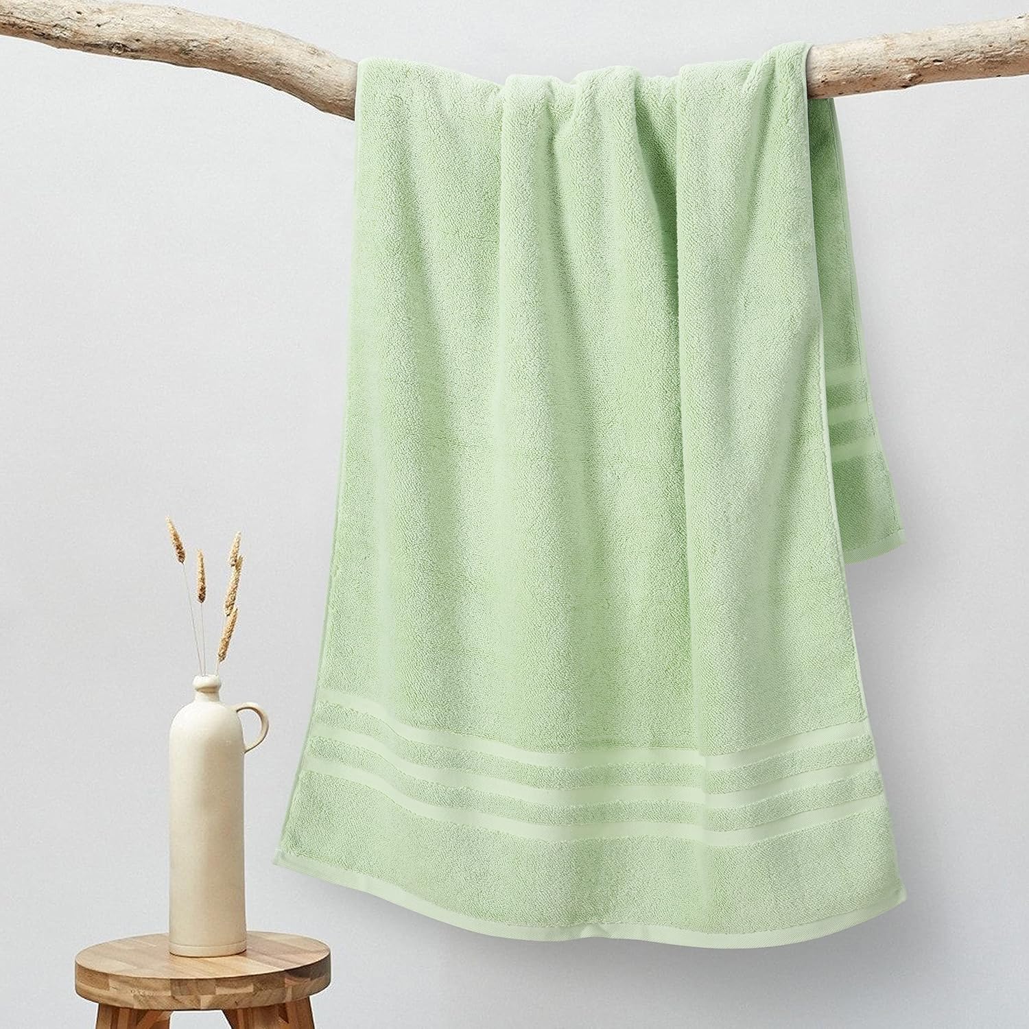 Spread Spain Cotton Bath Towels 650 Gsm | Large Size Miami Bath Towel Soft & Absorbent For Men & Women (Mint)