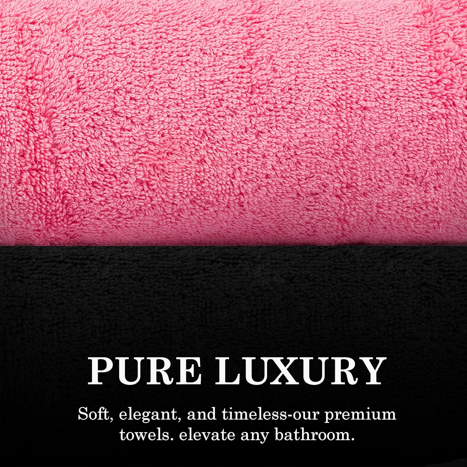 Casa Copenhagen Designed In Denmark Solitaire Super Soft 2 Pieces 100% Cotton Large Bath Towel 525 Gsm - Black & Pink