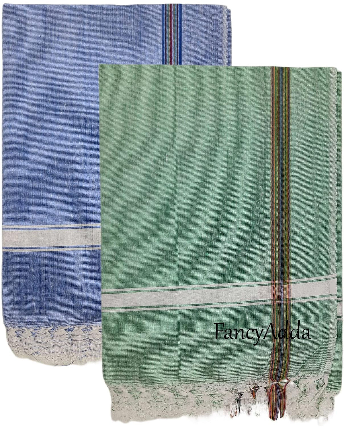Fancyadda 100% Cotton Extra Large Bath Towel 700 Gsm (Blue & Green) - 2 Pieces