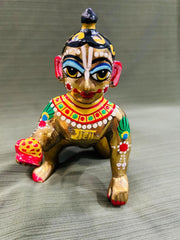 Fine Brass Made Full Painted Laddu Gopal Idol, Brass, Multicolor, God Idol, For Home Temple, Laddu Bal Gopal Statue, Kanha Ji, Baby Krishna Murti