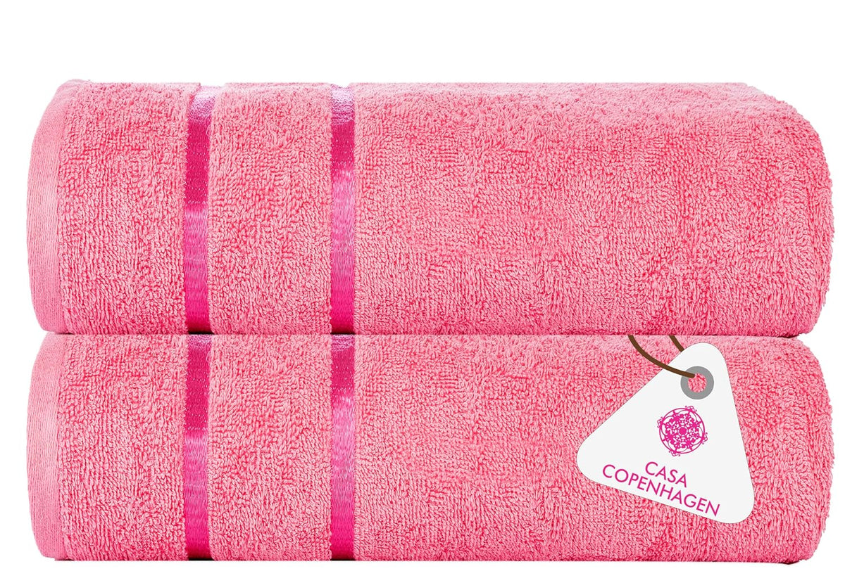 Casa Copenhagen Egyptian Cotton Exotic Hand Towel 400 Gsm (Flamingo Pink)- 2 Pcs