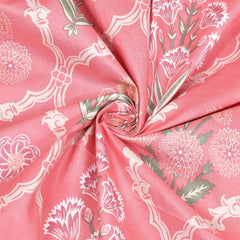 Printed King Size Double Bedsheet With 2 Large Pillow Cover - Size 72 X 78 X 14 Inches, Pink | Cotton Elastic Fitted All Around Bedsheet - Breathable & Wrinkle Free