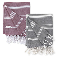 Indihaus Premium Large Cotton Bath Towels 380 Gsm | Soft, Absorbent & Comfortable Large Size Bath Towels | Set Of 2 (Slate Grey & Earthy Crimson)