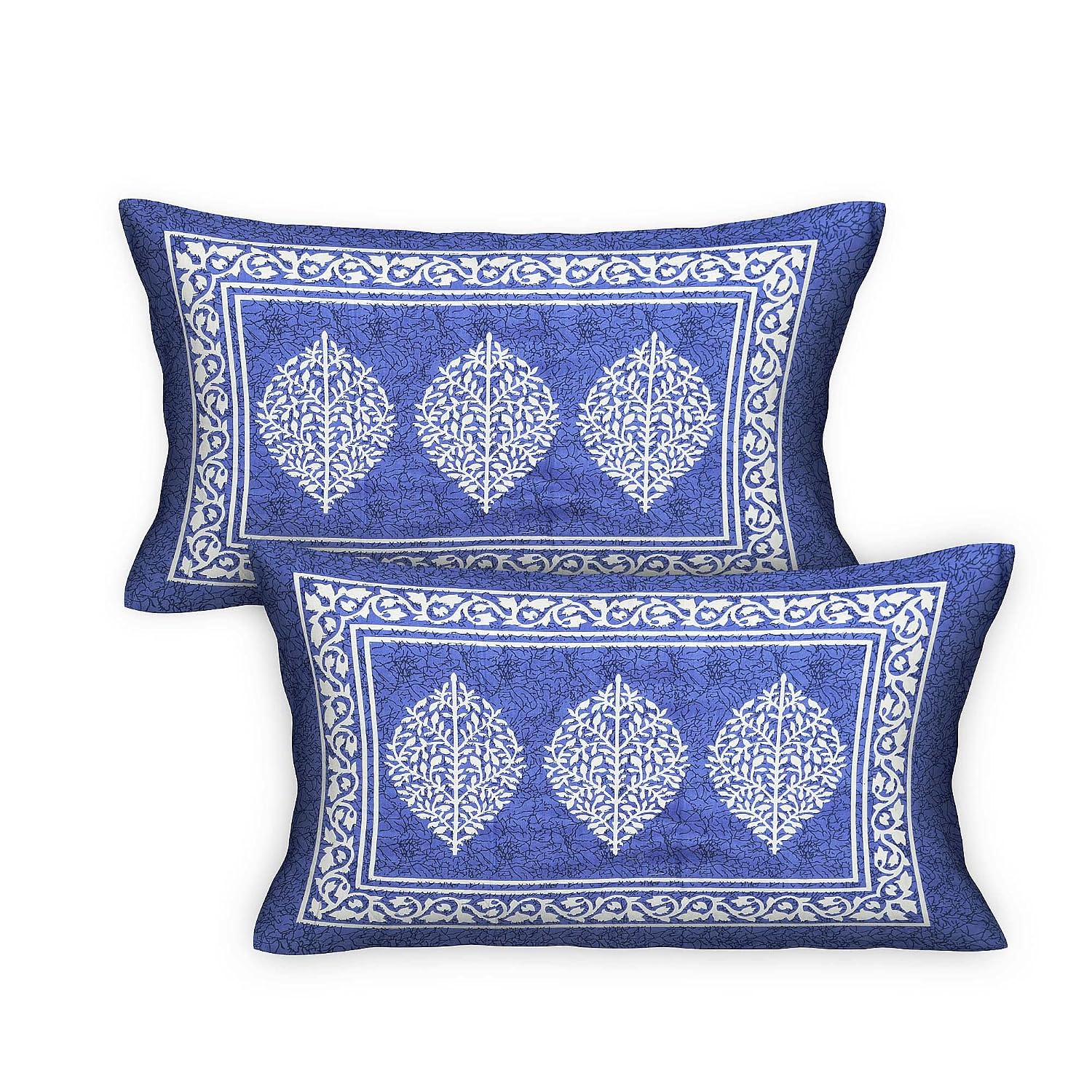Cotton Double Bedsheet For King Size With Two Matching Pillow Covers - 90 X 94 Inches, Blue | Super Soft Breathable & Wrinkle Free