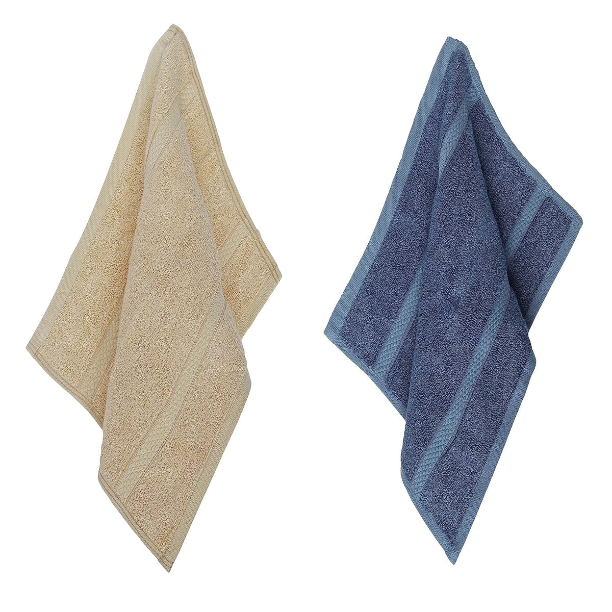 Velve 100% Bamboo Face Towel 600 Gsm | 2x Softer & Absorbent Than Cotton Towels | Skin Friendly With Non-Toxic Colors (Royal Blue & Beige)- Pack Of 2