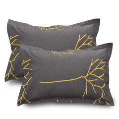 Queen Size For Bedsheet With 2 Pillow Covers - 88 X 96 Inches, Grey & Yellow | Soft & Comfortable Sleep Experience | Machine Wash In Cold Water