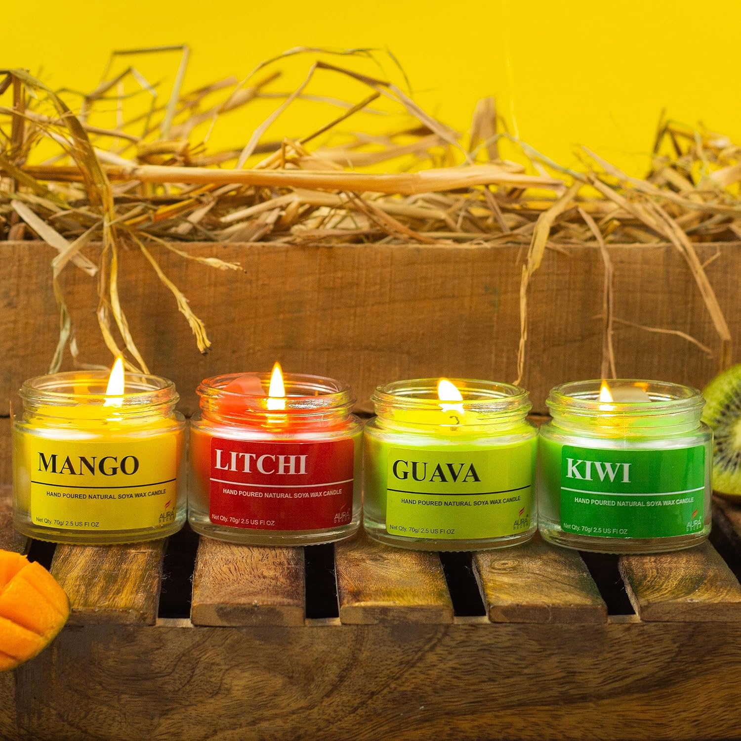 MANGO, LITCHI, GUAVA, KIWI FRUITY FRAGRANCE SOY WAX JAR CANDLE | VOTIVE CANDLE