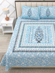 Suitable For King Size Bedsheet With 2 Pillow Cover - 90 X 108 Inches, Light Blue | Soft, Breathable & Skin-Friendly Feel For Year-Round Comfort